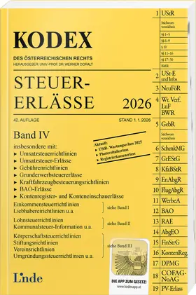 Schilcher / Doralt |  KODEX Steuer-Erlässe 2026, Band IV | Buch |  Sack Fachmedien