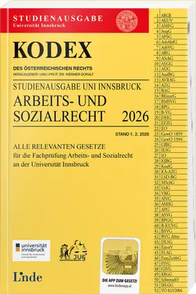 Doralt |  KODEX Studienausgabe Arbeits- und Sozialrecht Innsbruck 2026 | Buch |  Sack Fachmedien