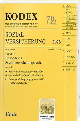 Böhm / Doralt | KODEX Sozialversicherung 2026, Band II | Buch | 978-3-7073-5459-1 | www.sack.de