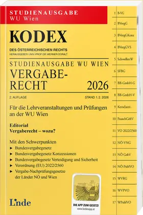 Bodingbauer / Doralt |  KODEX Studienausgabe Vergaberecht 2026 | Buch |  Sack Fachmedien