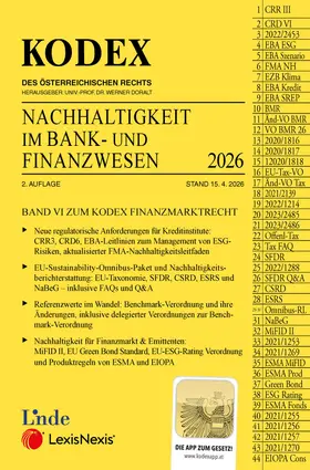 Hysek / Lehner / Doralt |  KODEX Nachhaltigkeit im Bank- und Finanzwesen 2026 | Buch |  Sack Fachmedien