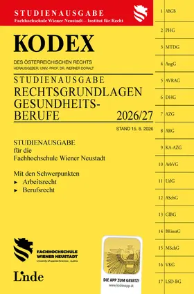 Wagner / Doralt |  KODEX Studienausgabe Rechtsgrundlagen für Gesundheitsberufe 2026/27 | Buch |  Sack Fachmedien
