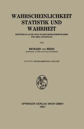 Mises |  Wahrscheinlichkeit Statistik und Wahrheit | eBook | Sack Fachmedien