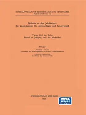 Friedrich Lauscher |  Beihefte zu den Jahrbüchern der Zentralanstalt für Meteorologie und Geodynamik | eBook | Sack Fachmedien