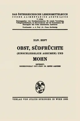 Janchen / Zaribnicky | Obst, Südfrüchte (einschließlich Agrumen) und Mohn | Buch | 978-3-7091-5217-1 | www.sack.de