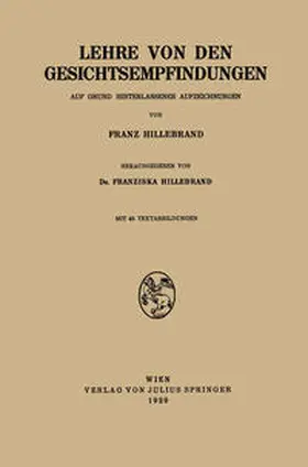 Hillebrand |  Lehre von den Gesichtsempfindungen | eBook | Sack Fachmedien