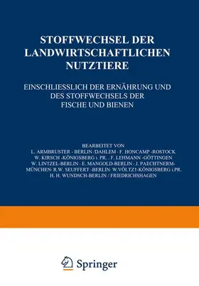 Armbruster / Lintzel / Honcamp |  Stoffwechsel der Landwirtschaftlichen Nutztiere | Buch |  Sack Fachmedien
