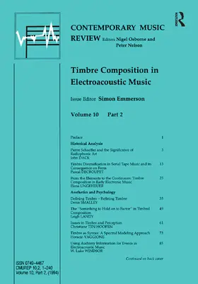 Emmerson | Timbre Composition in Electroacoustic Music | Buch | 978-3-7186-5572-4 | www.sack.de