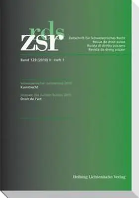 Müller-Chen / Renold |  ZSR 2010 II Heft 1 - Schweizerischer Juristentag 2010 | Buch |  Sack Fachmedien
