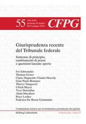 Bernasconi / de Rossa Gisimundo / Filippini |  Giurisprudenza recente del Tribunale federale | Buch |  Sack Fachmedien