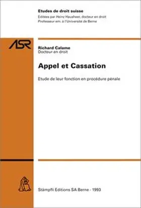 Calame |  Appel et Cassation | Buch |  Sack Fachmedien
