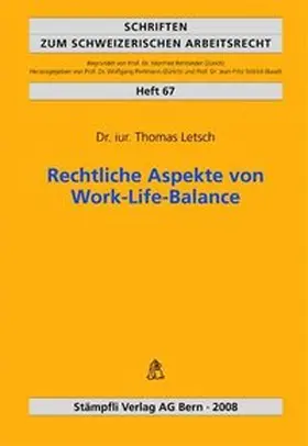 Letsch |  Rechtliche Aspekte von Work-Life-Balance | Buch |  Sack Fachmedien