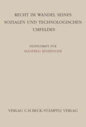 Becker / Hilty / Stöckli | Recht im Wandel seines sozialen und technologischen Umfelds | Buch | sack.de