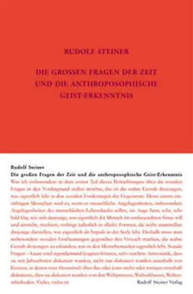 Steiner / Leubin |  Die großen Fragen der Zeit und die anthroposophische Geist-Erkenntnis | Buch |  Sack Fachmedien