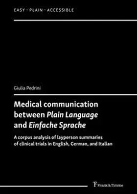 Pedrini |  Medical communication between Plain Language and Einfache Sprache | Buch |  Sack Fachmedien