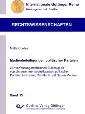 Cordes |  Medienbeteiligungen politischer Parteien | eBook | Sack Fachmedien
