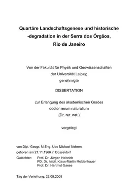Nehren |  Quartäre Landschaftsgenese und historische -degradation in der Serra dos Órgãos, Rio de Janeiro | eBook | Sack Fachmedien