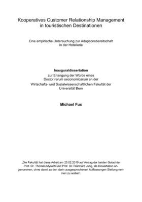 Fux | Kooperatives Customer Relationship Management in touristischen Destinationen | E-Book | sack.de