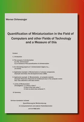 Dirlewanger |  Quantification of Miniaturization in the Field of Computers and other Fields of Technology and a Measure of this | eBook | Sack Fachmedien