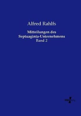 Rahlfs |  Mitteilungen des Septuaginta-Unternehmens | Buch |  Sack Fachmedien