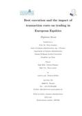 Köhler |  Best execution and the impact of transaction costs on trading in European Equities | Buch |  Sack Fachmedien