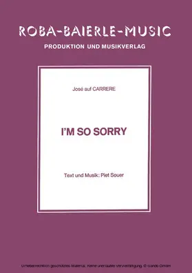 Souer / Basel / José |  I'm So Sorry | eBook | Sack Fachmedien