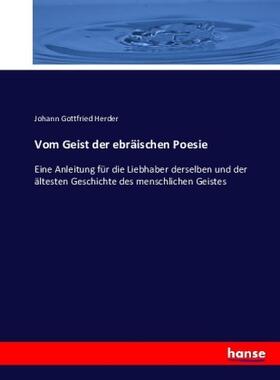 Herder |  Vom Geist der ebräischen Poesie | Buch |  Sack Fachmedien