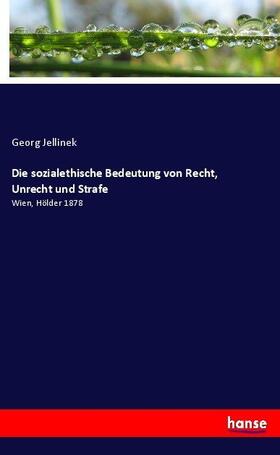 Jellinek |  Die sozialethische Bedeutung von Recht, Unrecht und Strafe | Buch |  Sack Fachmedien