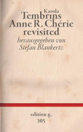 Blankertz / Tembrins | Anne R. Chérie revisited | E-Book | sack.de