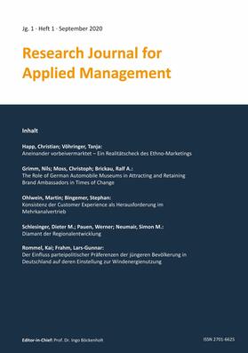 Bingemer / Böckenholt / Brickau | Research Journal for Applied Management - Jg. 1, Heft 1 | E-Book | sack.de