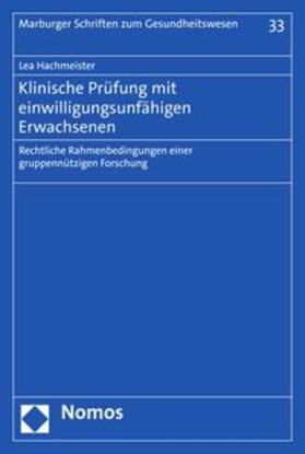 Hachmeister | Klinische Prüfung mit einwilligungsunfähigen Erwachsenen | E-Book | sack.de