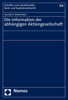 Schommers | Die Information der abhängigen Aktiengesellschaft | E-Book | www.sack.de