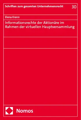 Krenn | Informationsrechte der Aktionäre im Rahmen der virtuellen Hauptversammlung | E-Book | www.sack.de
