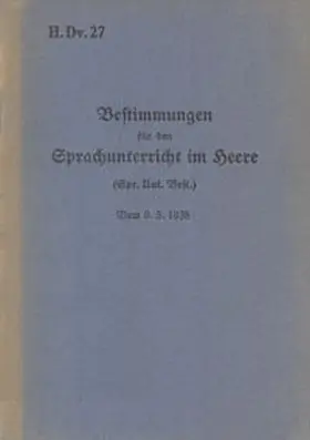 Heise |  H.Dv. 27 Bestimmungen für den Sprachunterricht im Heere | Buch |  Sack Fachmedien