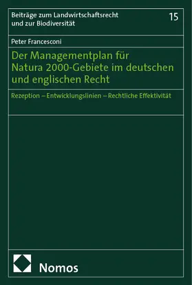 Francesconi |  Der Managementplan für Natura 2000-Gebiete im deutschen und englischen Recht | Buch |  Sack Fachmedien