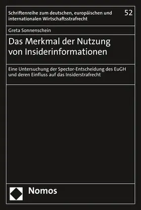Sonnenschein |  Das Merkmal der Nutzung von Insiderinformationen | Buch |  Sack Fachmedien