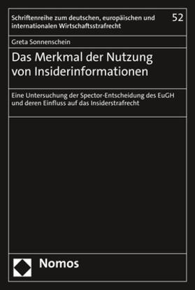 Sonnenschein | Das Merkmal der Nutzung von Insiderinformationen | Buch | 978-3-7560-0455-3 | sack.de