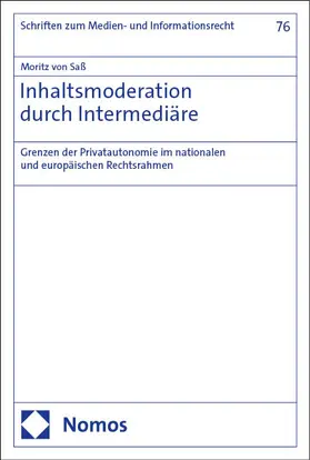 von Saß | Inhaltsmoderation durch Intermediäre | Buch | 978-3-7560-0891-9 | sack.de