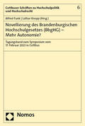 Funk / Knopp |  Novellierung des Brandenburgischen Hochschulgesetzes (BbgHG) - Mehr Autonomie? | Buch |  Sack Fachmedien