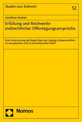Hechler |  Erfüllung und Reichweite zivilrechtlicher Offenlegungsansprüche | Buch |  Sack Fachmedien