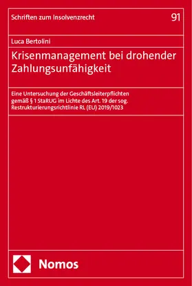 Bertolini | Krisenmanagement bei drohender Zahlungsunfähigkeit | Buch | 978-3-7560-1891-8 | sack.de