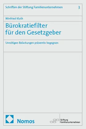 Kluth |  Bürokratiefilter für den Gesetzgeber | Buch |  Sack Fachmedien