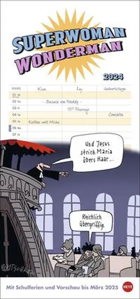  Butschkow: Superwoman Wonderman Planer für zwei 2024. Gleichberechtigung mit Humor in einem praktischen Kalender für 2. Wandkalender 2024 zum Eintragen. | Sonstiges |  Sack Fachmedien