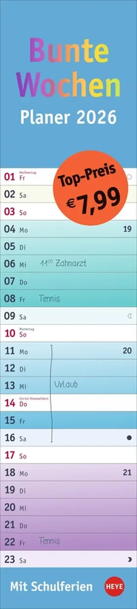 Heye |  Bunte Wochen Langplaner 2026 | Sonstiges |  Sack Fachmedien