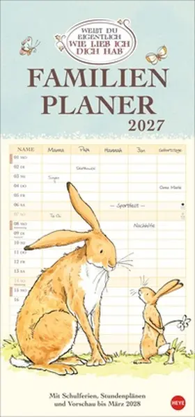 Heye |  Weißt du eigentlich, wie lieb ich dich hab? Familienplaner 2027 | Sonstiges |  Sack Fachmedien