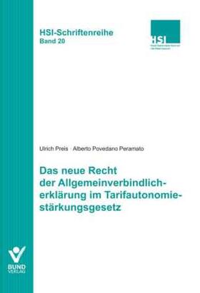 Preis / Povedano Peramato | Preis, U: Neue Recht der Allgemeinverbindlicherklärung | Buch | 978-3-7663-6657-3 | sack.de
