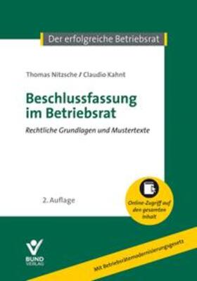Nitzsche / Kahnt | Beschlussfassung im Betriebsrat | Buch | 978-3-7663-7195-9 | sack.de