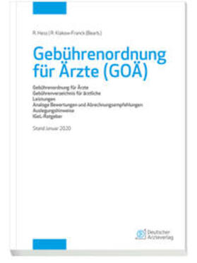 Hess / Klakow-Franck | Gebührenordnung für Ärzte (GOÄ), Stand Januar 2020 | Buch | 978-3-7691-3712-5 | sack.de