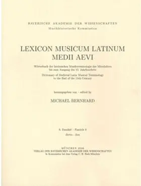 Bernhard |  Lexicon Musicum Latinum Medii Aevi  8. Faszikel - Fascicle 8 (dictio - dux) | Buch |  Sack Fachmedien