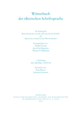 Franke / Hartmann / Höllmann |  Wörterbuch der tibetischen Schriftsprache  6. Lieferung | Buch |  Sack Fachmedien